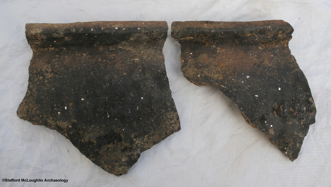 Sherds of locally produced medieval pottery called Leinster Ware